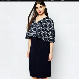 New Navy Blue Cape Dress